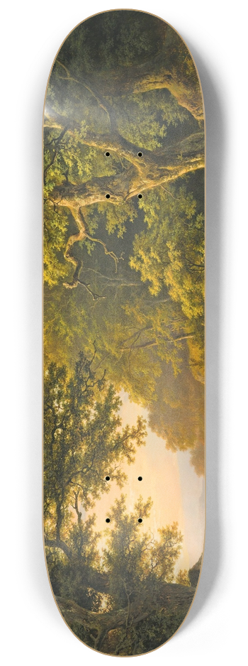 Barend Cornelis Koekkoek - Figures In A Wooded Landscape 8.25 inch art skate deck