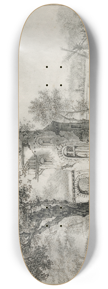 Barend Hendrik Thier - Toren aan een vijver 8.25 inch art skate deck