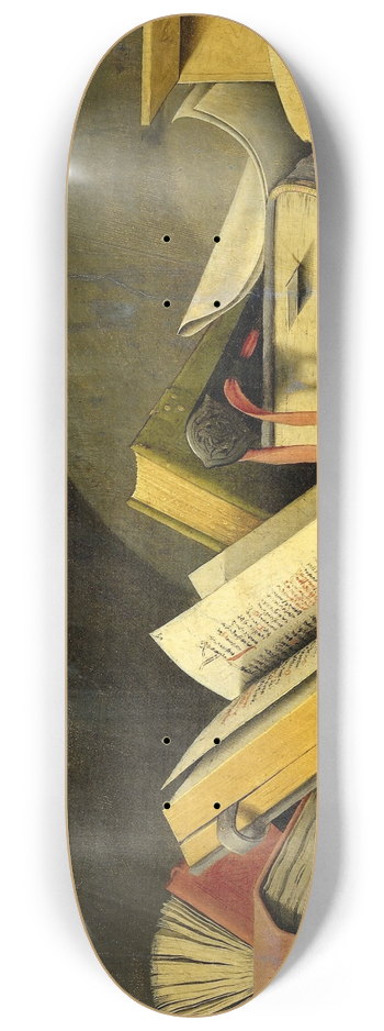 Barthlmy d'Eyck - Still Life with Books in a Niche 8.25 inch art skate deck