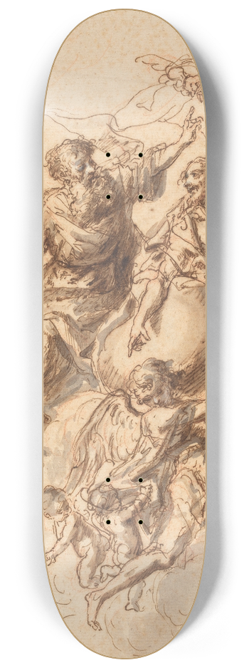 Bartholomaeus Ignaz Weiss - The Trinity Surrounded by Angels 8.25 inch art skate deck