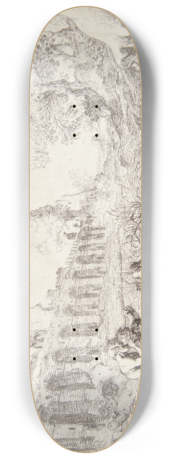 Bartholomeus Breenbergh - Nymfen Korsika siddende med tre satyrer 8.25 inch art skate deck