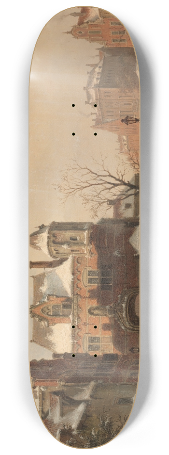 Bartholomeus Johannes van Hove - Winterliche Stadtansicht 8.25 inch art skate deck