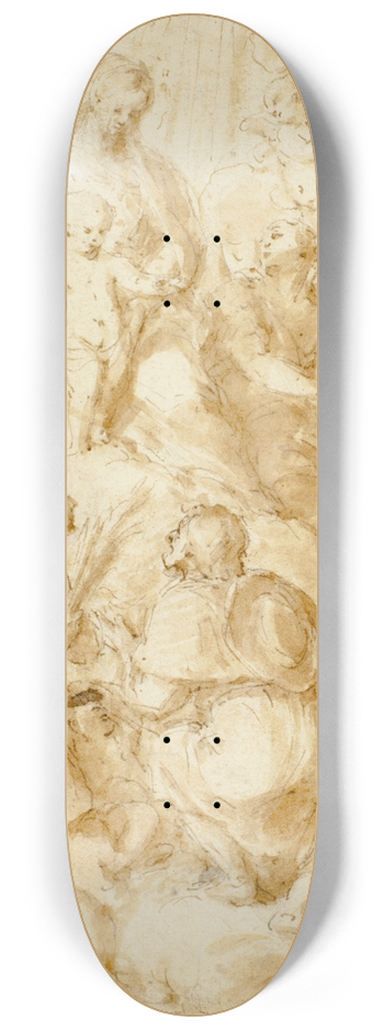 Bartolom Estebn Murillo - Virgin Mary with the Christ Child in the Clouds 8.25 inch art skate deck