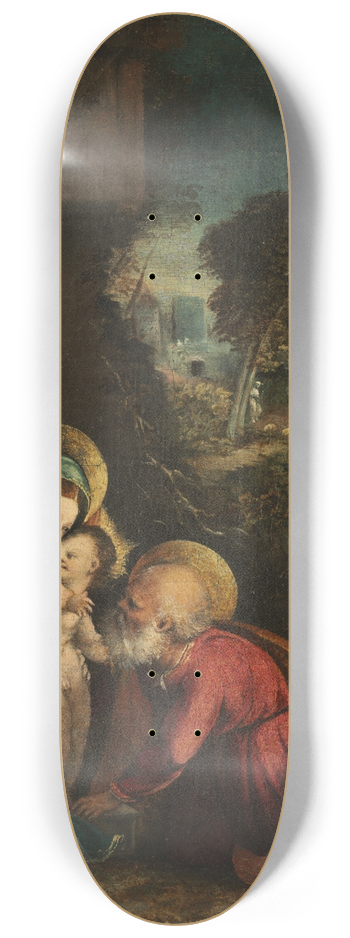 Battista Dossi - Holy Family with a Shepherd 8.25 inch art skate deck