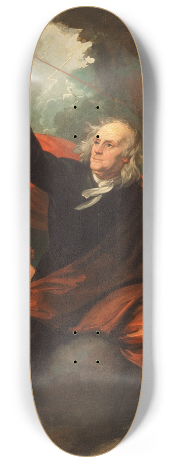 Benjamin West - Benjamin Franklin Drawing Electricity from the Sky 8.25 inch art skate deck