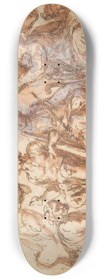 Bernardino Rodriguez - Allegorical Figures; Force, Hercules Strangling the Hydra, Plenty, and Fame 8.25 inch art skate deck