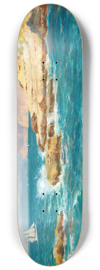 Bernardo Hay - Sailing Ship by the Capri Coast 8.25 inch art skate deck