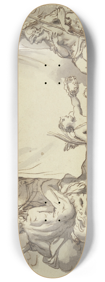 Bernard Picart - Amoretten halten ein Tuch, rechts Minerva, links Herkules und Mars 8.25 inch art skate deck