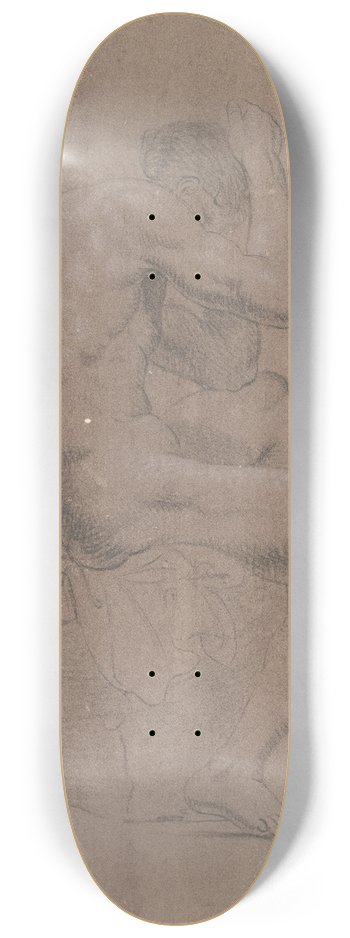 Bernhard von Neher the elder - Akt eines sitzenden Mannes, im Profil nach rechts 8.25 inch art skate deck