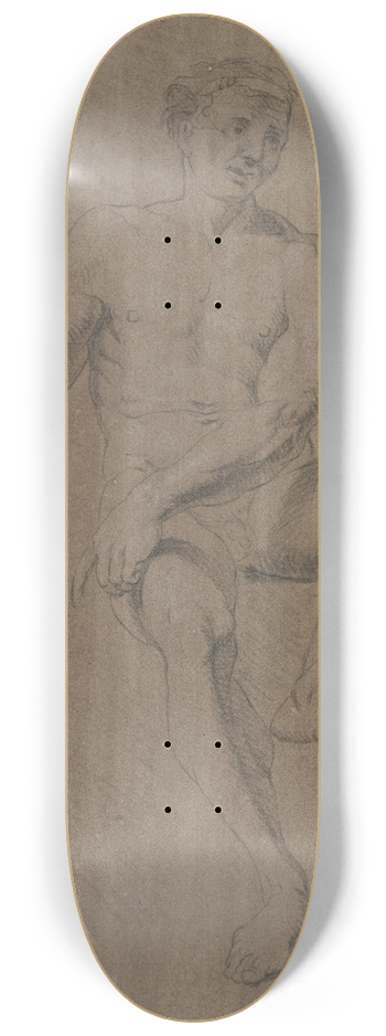Bernhard von Neher the elder - Akt eines sitzenden Mannes von vorne 8.25 inch art skate deck