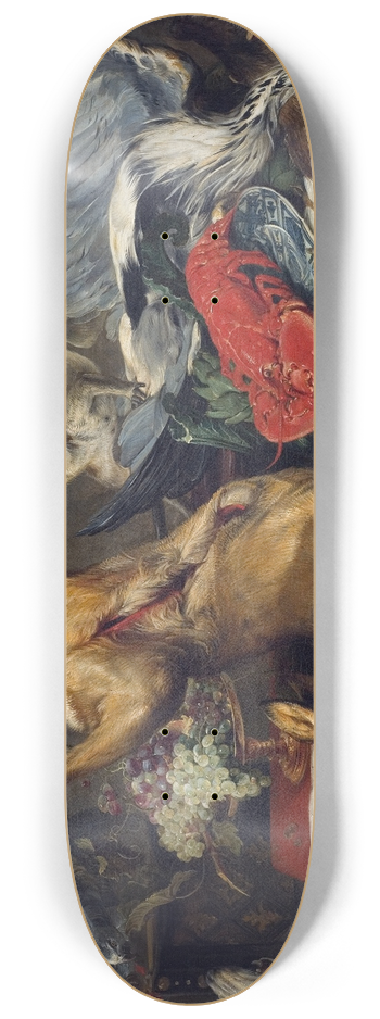 Frans Snyders - Still Life with Dead Game, a Monkey, a Parrot, and a Dog 8.25 inch art skate deck