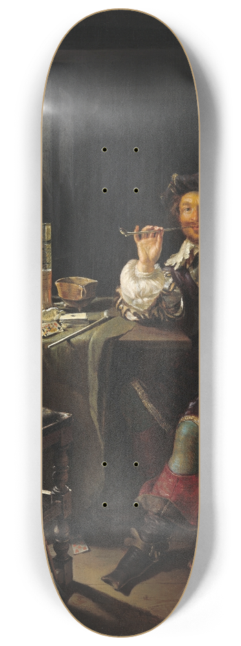 Frans van Mieris the Elder - A Soldier Smoking a Pipe 8.25 inch art skate deck
