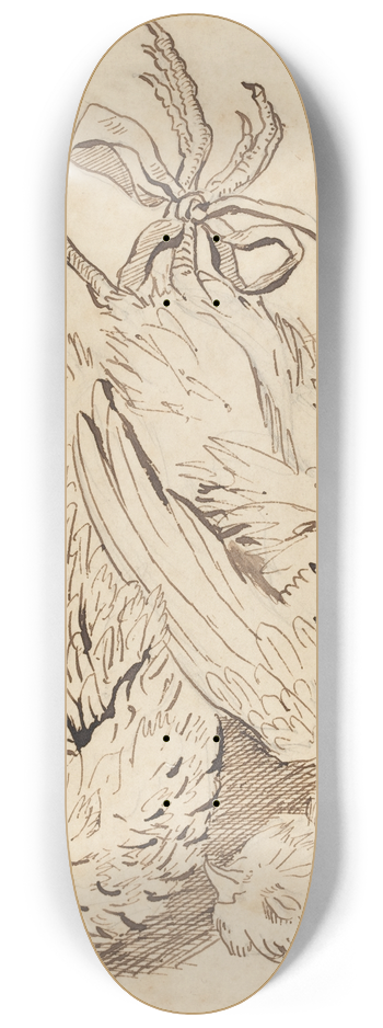 British 18th Century - Two Dead Chickens 8.25 inch art skate deck