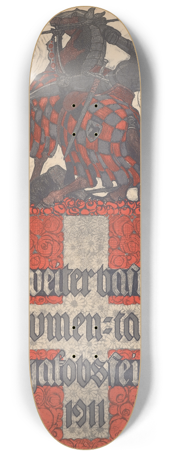Burkhard Mangold - Zweiter Basler Blumen-Tag  St. Jakobsfeier 1911 8.25 inch art skate deck