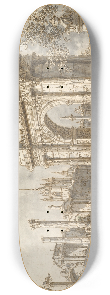 Canaletto - Capriccio with a Roman Triumphal Arch 8.25 inch art skate deck