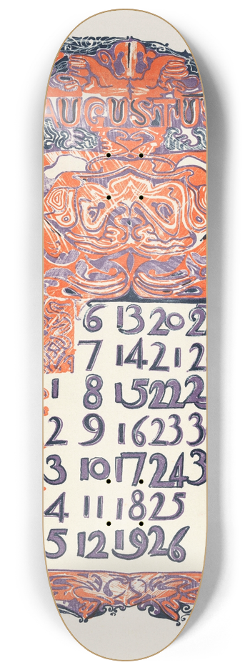 Carel Adolph Lion Cachet - Kalenderblad augustus 1899 8.25 inch art skate deck