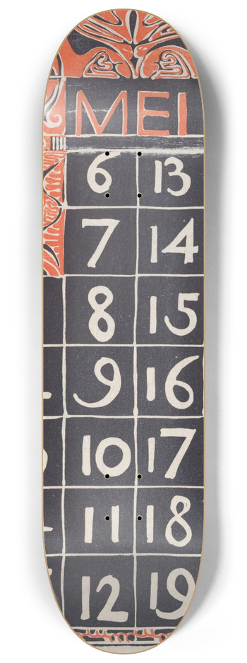 Carel Adolph Lion Cachet - Kalenderblad mei 1900 8.25 inch art skate deck