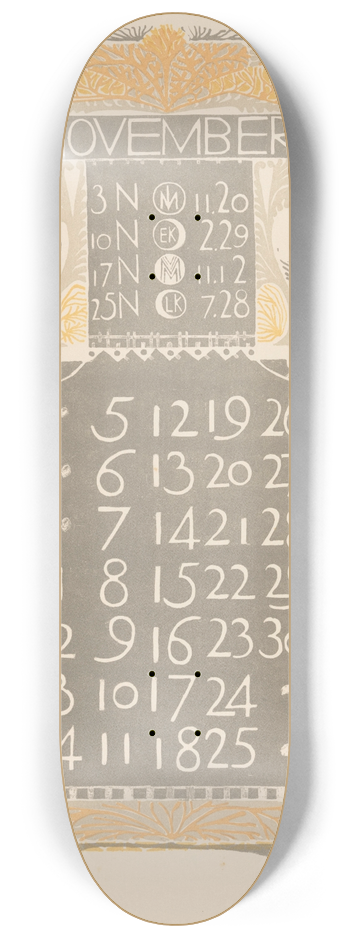 Carel Adolph Lion Cachet - Kalenderblad november 1899 8.25 inch art skate deck