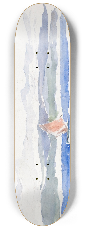 Carel Nicolaas Storm van 's-Gravesande - Gezicht op zee met boot 8.25 inch art skate deck