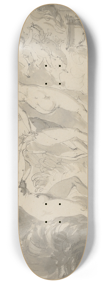 Carl August Ehrensvrd - Four Nude Women Surrounded by Putti, Approaching an Altar 8.25 inch art skate deck