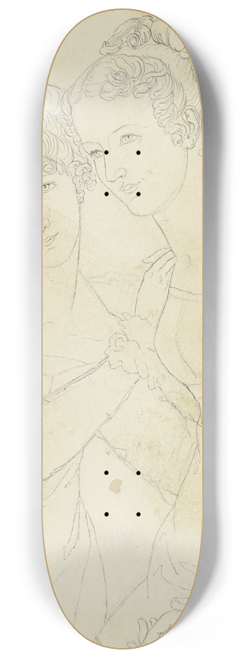 Carl Barth - Doppelbildnis zweier junger Frauen 8.25 inch art skate deck