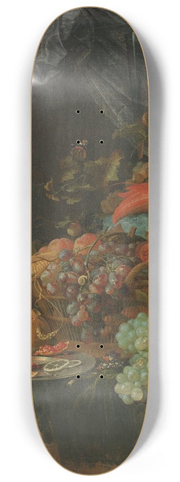 Abraham Mignon - Still Life with Fruit and a Goldfinch 8.25 inch art skate deck