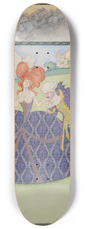 Carl Fischer-Kystrand - Elegantes Paar Im Garten (servir Le Roi  Servir Les Dames) 8.25 inch art skate deck