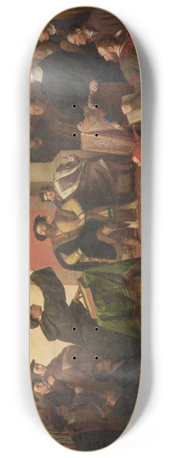 Carl Friedrich Lessing - Disputation zwischen Luther und Eck 8.25 inch art skate deck