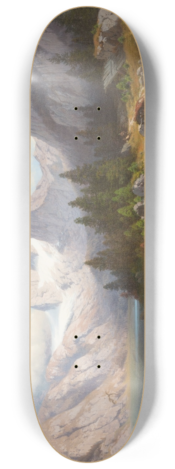 Carl Millner - View on mount Zugspitze and lake Eibsee 8.25 inch art skate deck