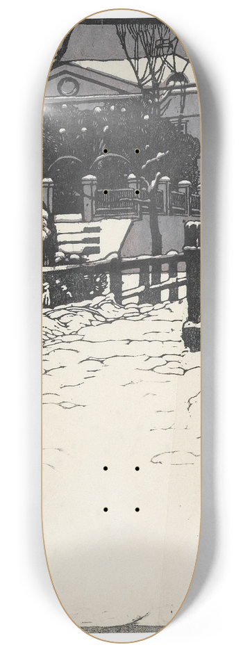 Carl Moll - Verschneite Villa in Dbling 8.25 inch art skate deck