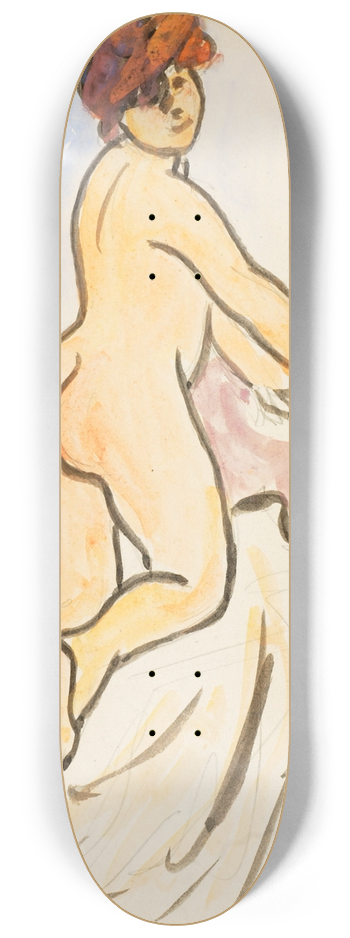 Carl Newman - Female Nude Resting on Knees onBed 8.25 inch art skate deck