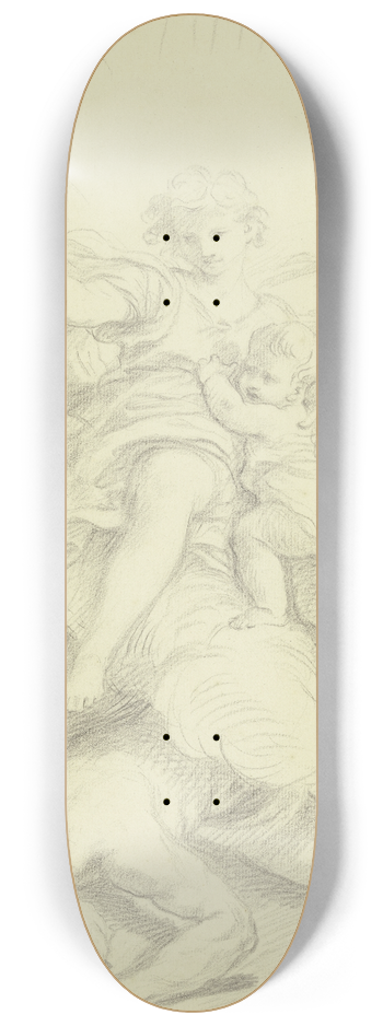 Carlo Maratta - Ein Schutzengel hlt ein Kind in seinen Armen, zu seinen Fen ein gestrzter Mann 8.25 inch art skate deck