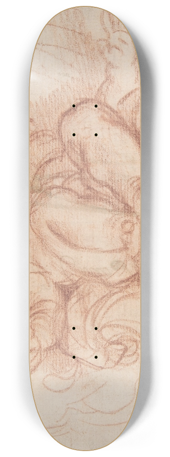 Carlo Maratti - Study of a Putto Seated on a Corbel in a Shell Niche 8.25 inch art skate deck