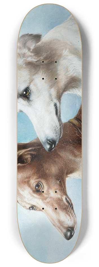 Carl Reichert - Two Greyhounds 8.25 inch art skate deck