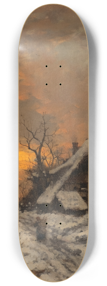 Carl Schultze - Evening winter landscape 8.25 inch art skate deck