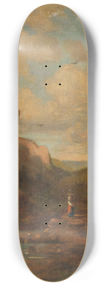 Carl Spitzweg - Zugeschrieben  Kleine Landschaft mit Sennerin 8.25 inch art skate deck