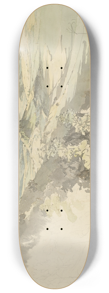 Carl Wagner - Hilly Landscape with Landsberg Castle 8.25 inch art skate deck