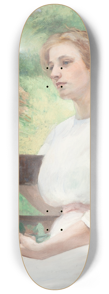 Caroline A. Lord - Seated Woman (Reflection) 8.25 inch art skate deck