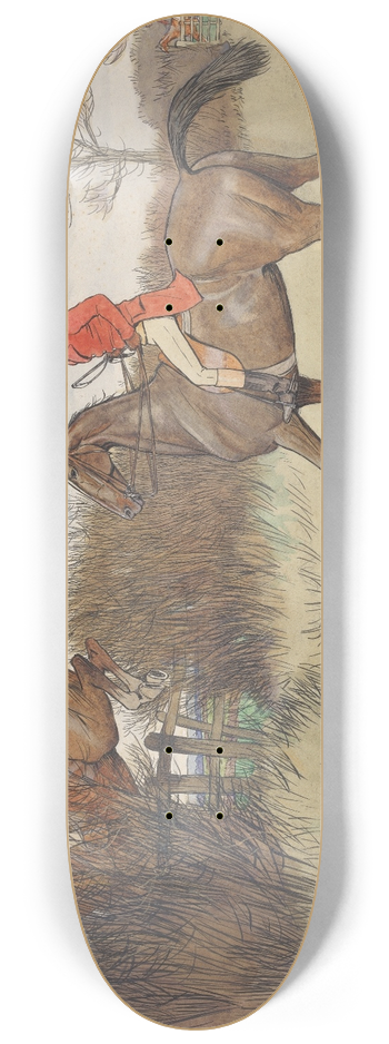 Cecil Charles Windsor Aldin - `Ar Never Gets Off  Hunting Scene 8.25 inch art skate deck