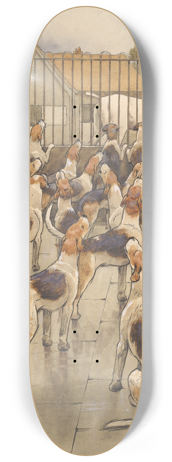 Cecil Charles Windsor Aldin - The Hounds Began Suddenly to Howl in Chorus 8.25 inch art skate deck