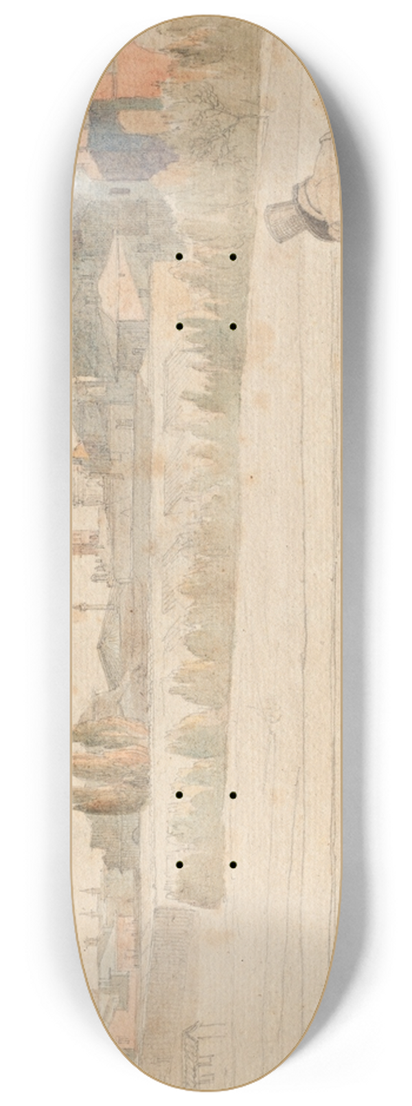 Franz Johann Heinrich Nadorp - Album with Views of Rome and Surroundings, Landscape Studies, page 48a: Roman Panoramic View 8.25 inch art skate deck