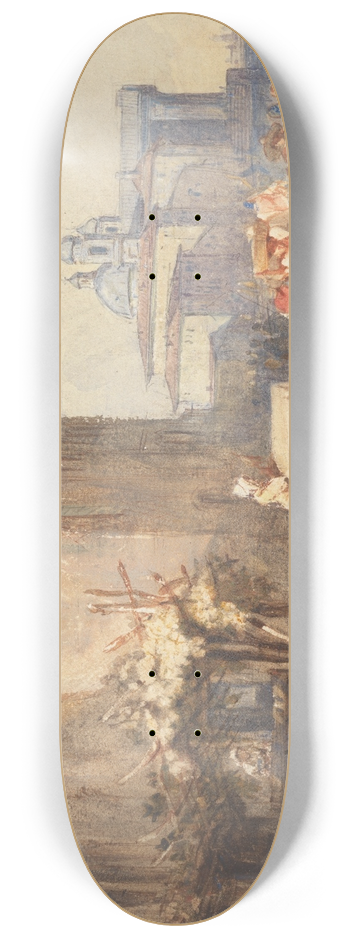 Charles Bentley - A Market Scene in Venice 8.25 inch art skate deck
