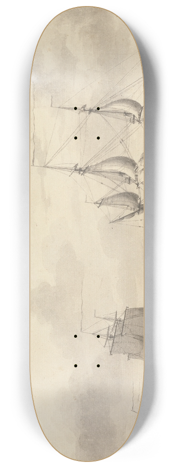 Charles Brooking - Two Frigates before the Wind 8.25 inch art skate deck