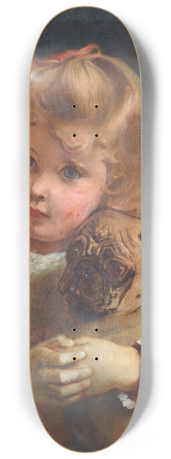 Charles Burton Barber - Concern, Girl With A Pug 8.25 inch art skate deck
