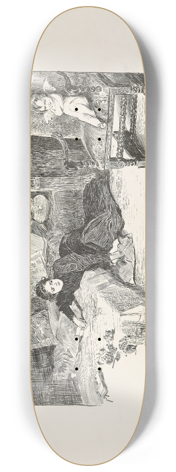 Charles Dana Gibson - No respecter of a widows grief 8.25 inch art skate deck