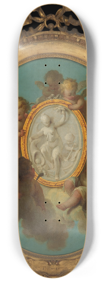 Charles Dominique Joseph Eisen - Putti with a Medallion 8.25 inch art skate deck
