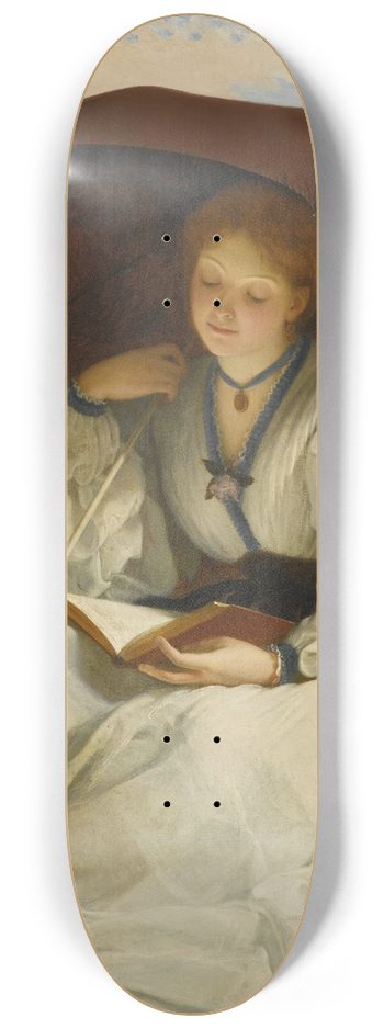 Charles Edward Perugini - Reading On A Sunny Afternoon 8.25 inch art skate deck