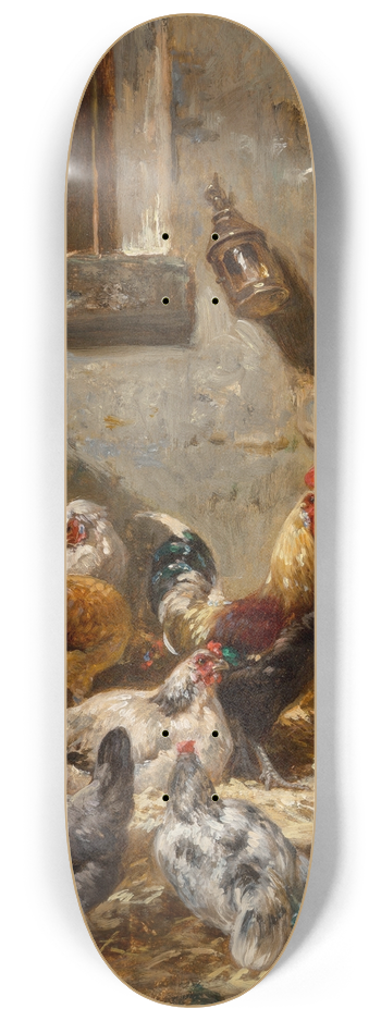 Charles Emile Jacque - Coq et poules dans la basse-cour 8.25 inch art skate deck