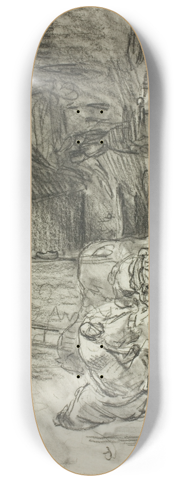 Charles Emile Jacque - Interior of a Blacksmiths Shop 8.25 inch art skate deck
