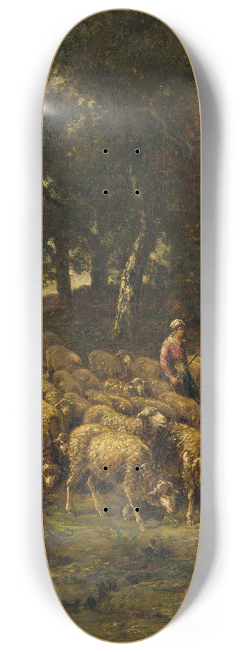 Charles Emile Jacque - Shepherdess And Her Flock 8.25 inch art skate deck